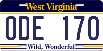 WV license plate ODE170