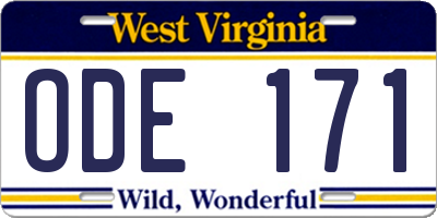 WV license plate ODE171