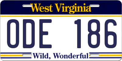 WV license plate ODE186