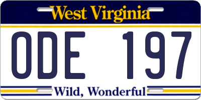 WV license plate ODE197