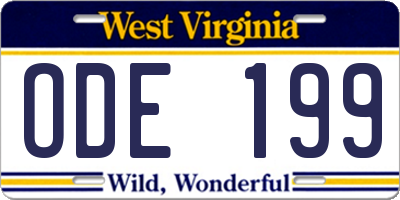 WV license plate ODE199