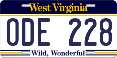 WV license plate ODE228