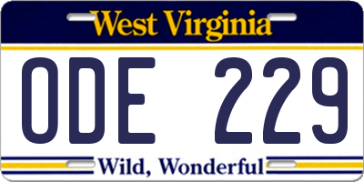 WV license plate ODE229