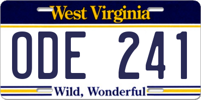 WV license plate ODE241