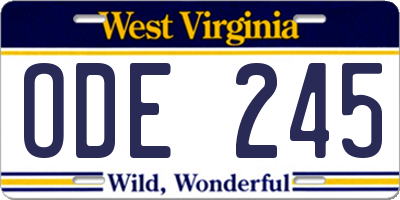 WV license plate ODE245