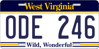 WV license plate ODE246