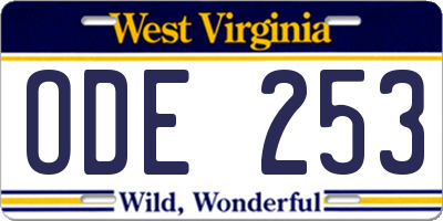 WV license plate ODE253