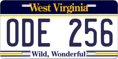 WV license plate ODE256