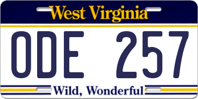 WV license plate ODE257