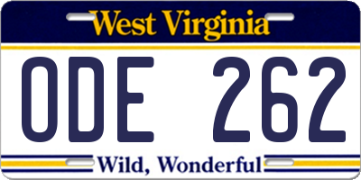 WV license plate ODE262
