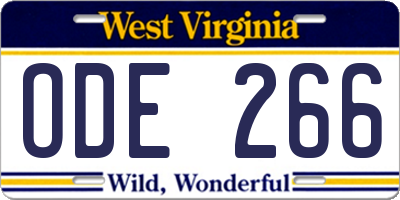 WV license plate ODE266