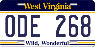 WV license plate ODE268