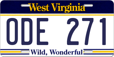 WV license plate ODE271