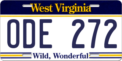 WV license plate ODE272