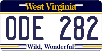 WV license plate ODE282