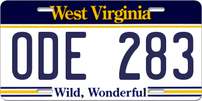 WV license plate ODE283