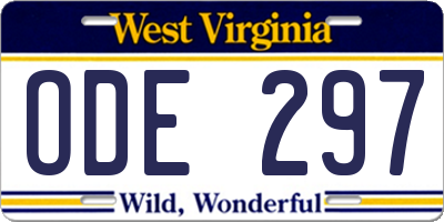 WV license plate ODE297