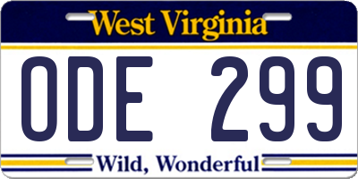 WV license plate ODE299