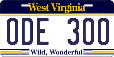 WV license plate ODE300