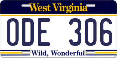 WV license plate ODE306