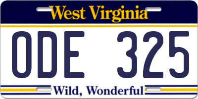 WV license plate ODE325