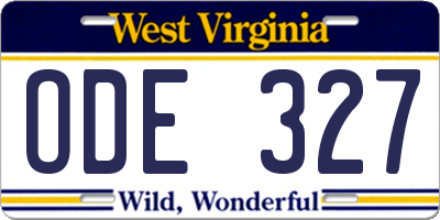 WV license plate ODE327