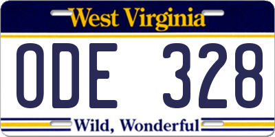 WV license plate ODE328