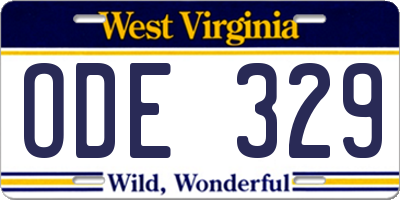 WV license plate ODE329