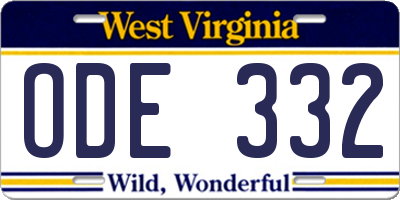 WV license plate ODE332