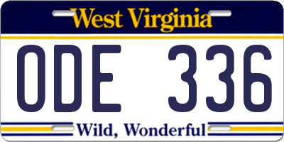 WV license plate ODE336