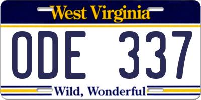 WV license plate ODE337