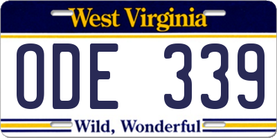 WV license plate ODE339