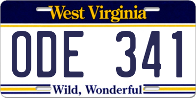WV license plate ODE341