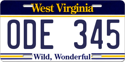 WV license plate ODE345