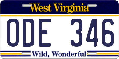 WV license plate ODE346