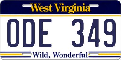 WV license plate ODE349