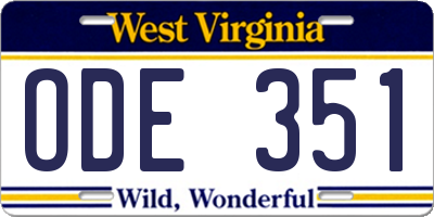 WV license plate ODE351