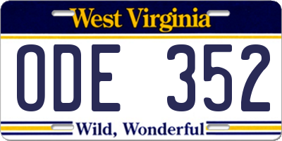 WV license plate ODE352