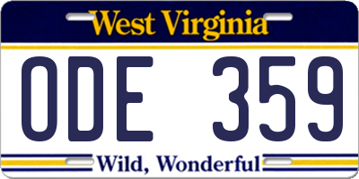 WV license plate ODE359