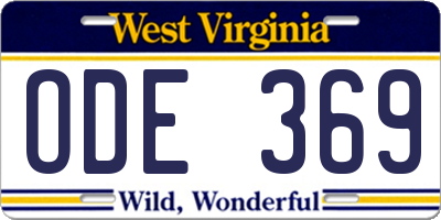 WV license plate ODE369