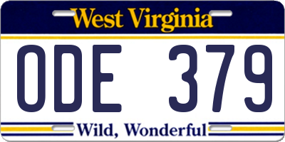 WV license plate ODE379