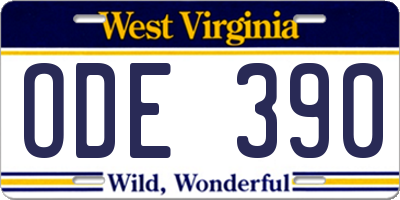 WV license plate ODE390