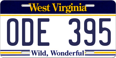 WV license plate ODE395