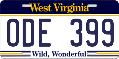 WV license plate ODE399
