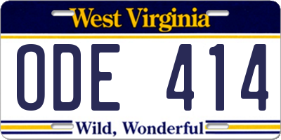 WV license plate ODE414
