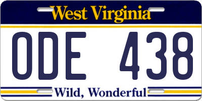 WV license plate ODE438