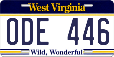 WV license plate ODE446