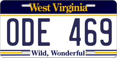 WV license plate ODE469
