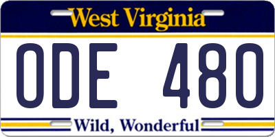 WV license plate ODE480