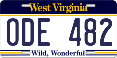 WV license plate ODE482